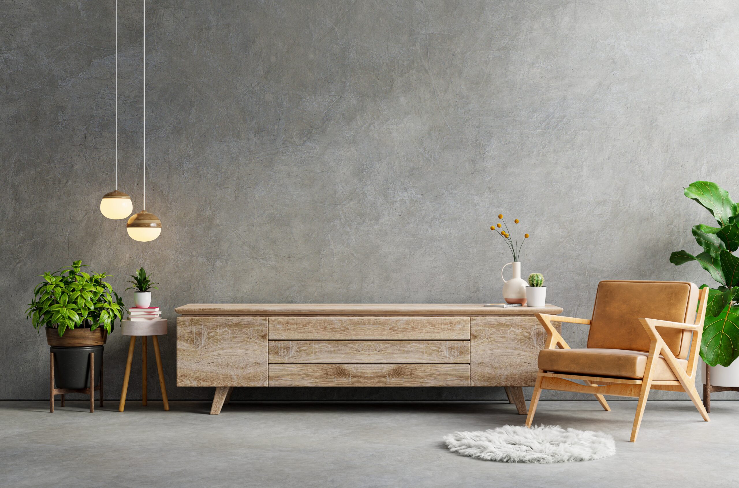 Living,Room,Interior,Have,Cabinet,For,Tv,And,Leather,Armchair